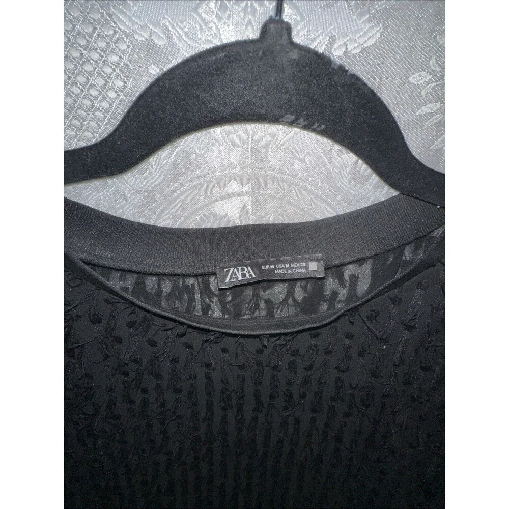 Zara SZ M BLACK LANTERN SLEEVE FUZZY TOP